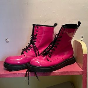 Hot pink combat boots